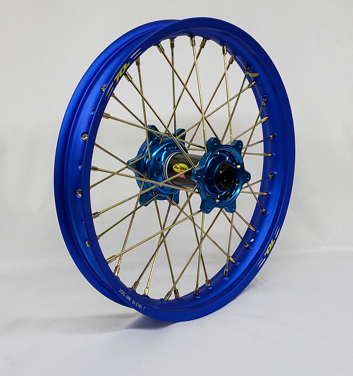 PRO-WHEEL Wheel Rear 1.85x19 Blue Hub Blu Rim/Gld Spoke/Gld Nipple 24-2103344