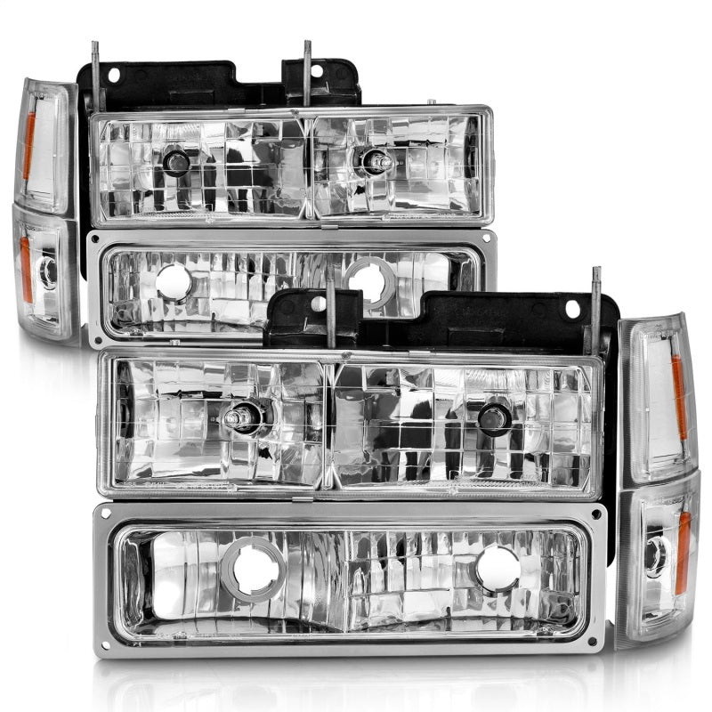 ANZO 88-98 Chevrolet C1500 Crystal Headlights Chrome w/ Signal and Side Marker Lights 111506