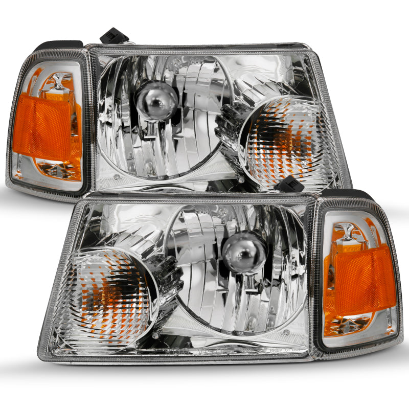 ANZO 2001-2011 Ford Ranger Crystal Headlight Chrome w/Corner Lights (OE Replacement) 111484