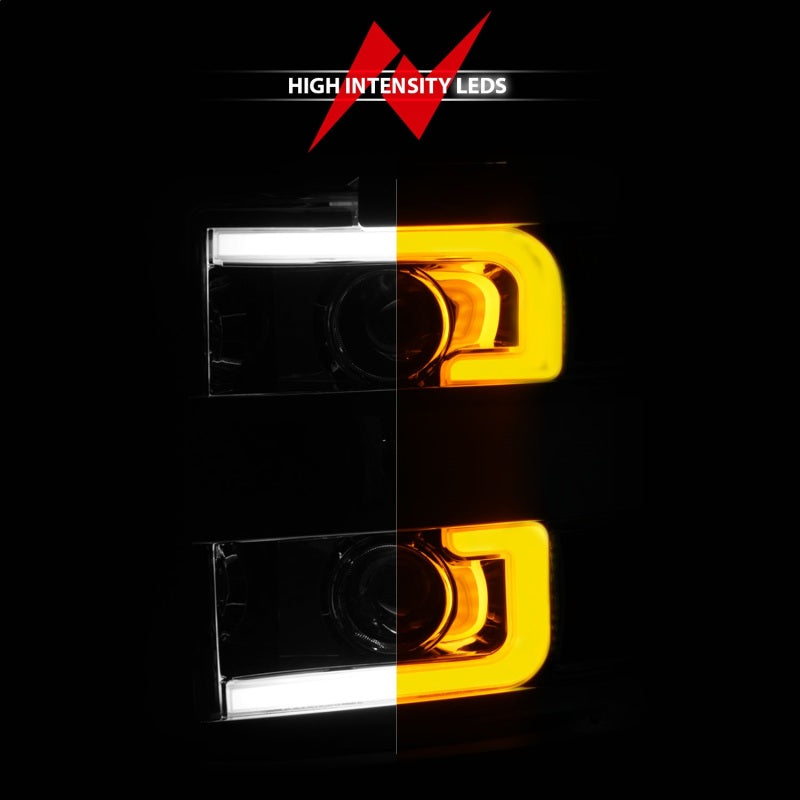 ANZO Projector Headlights 15-17 Chevrolet Silverado 2500HD / 3500HD Chrome w/ Chrome Rim 111366