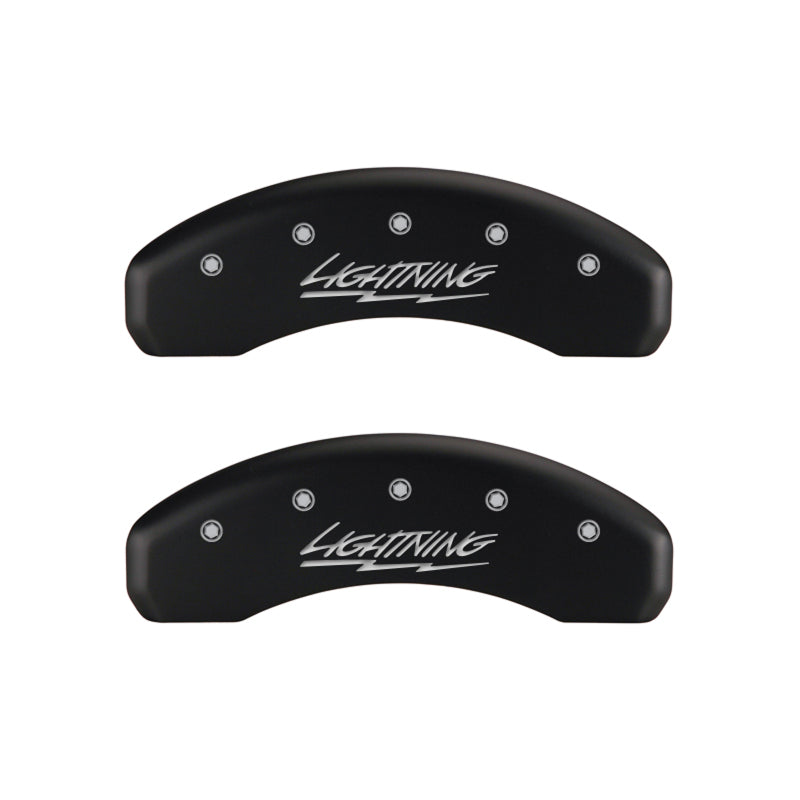 MGP 4 Caliper Covers Engraved Front & Rear Lightning Red finish silver ch 10021SLTGRD