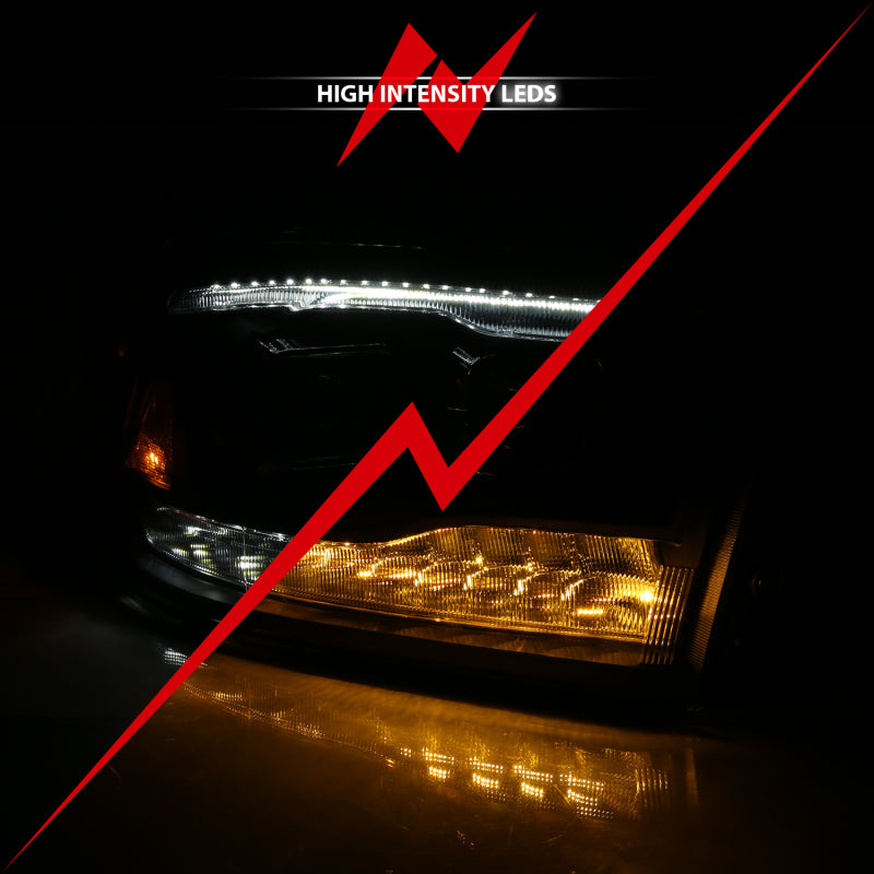 ANZO 2009-2018 Dodge Ram 1500 Projector H.L. Switchback Black Amber 111441