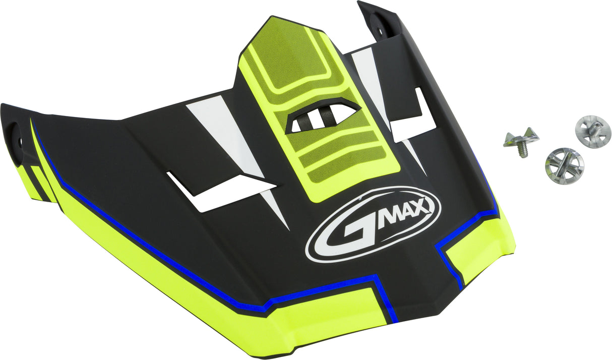 GMAX Visor W/Screws Uncle Mx-46 Matte Blk/Hi-Vis Ylw/Blue M-3x G046826