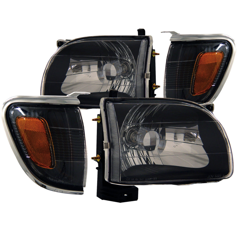ANZO 2001-2004 Toyota Tacoma Crystal Headlights Black 121190