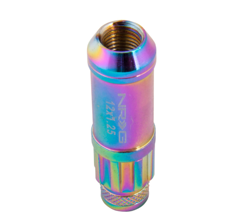NRG 700 Series M12 X 1.25 Steel Lug Nut w/Dust Cap Cover Set 21 Pc w/Locks & Lock Socket - Neochrome LN-LS710MC-21