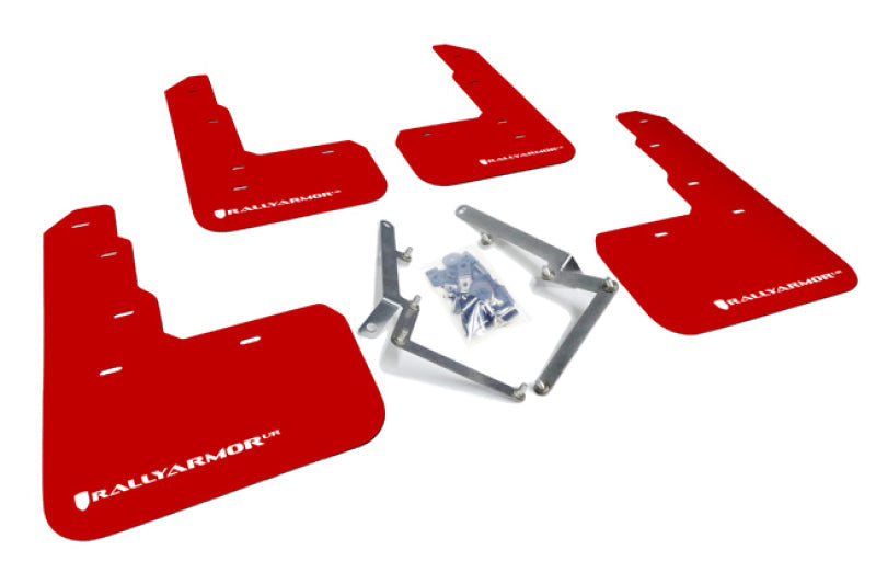 Rally Armor 17-21 Honda Civic Type R Red UR Mud Flap w/ White Logo MF47-UR-RD/WH