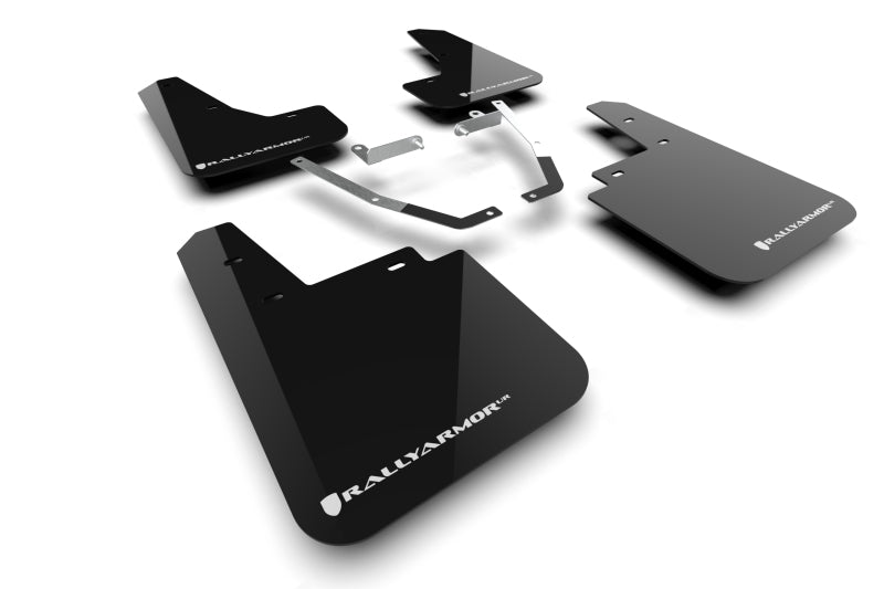 Rally Armor - 2024 Subaru Crosstrek (Wilderness Only) Black UR Mud Flap W/White Logo No Drilling Req MF116-UR-BLK-WH