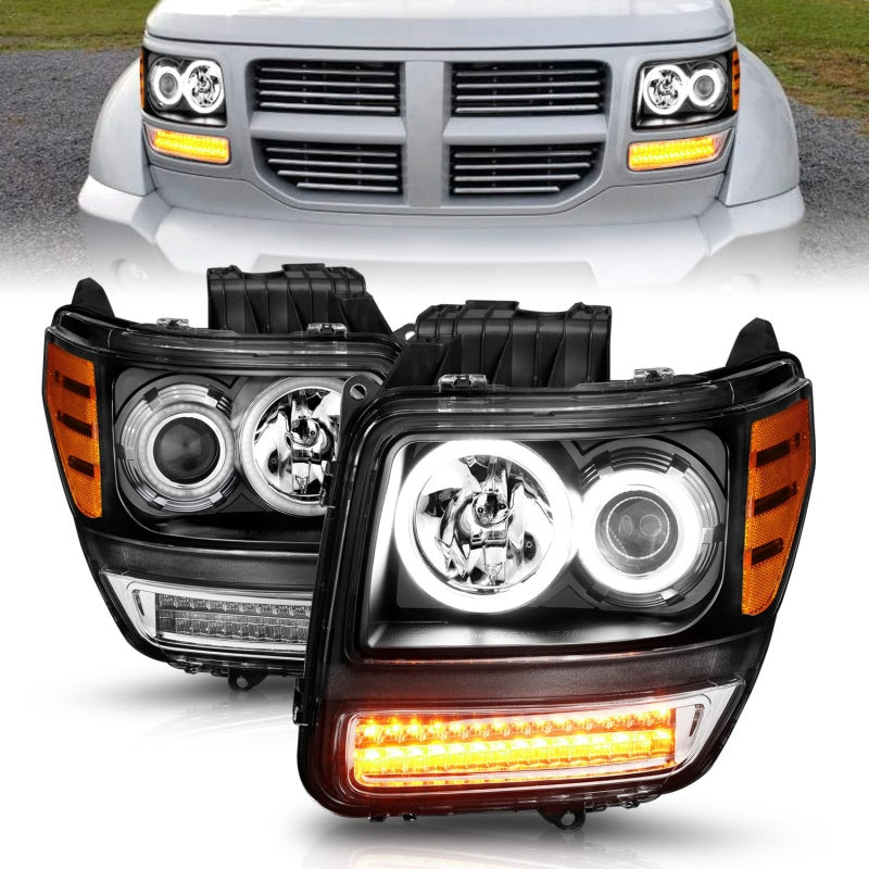 ANZO 2007-2012 Dodge Nitro Projector Headlights w/ Halo Black (CCFL) G2 111145