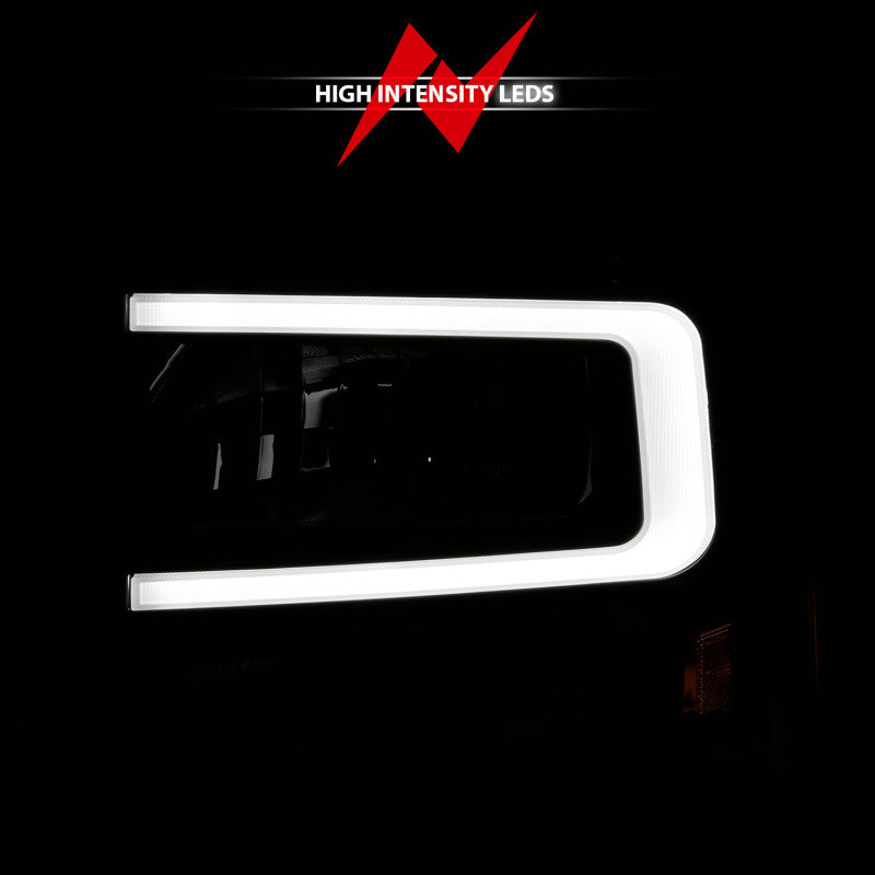 ANZO 99-04 Ford F250/F350/F450/Excursion (excl. 99) Crystal Headlights - w/ Light Bar Black Housing 111549