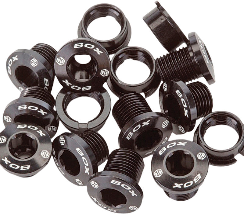 BOX Alloy Chain Ring Bolt Black 15pc Set BX-CR15ALBLT-BK