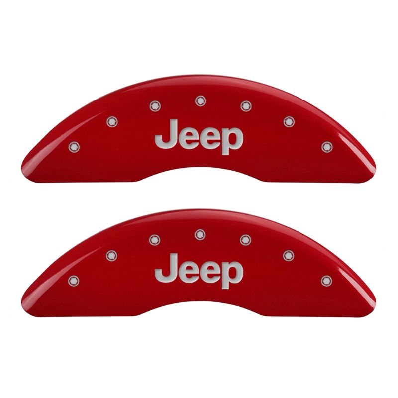 MGP 4 Caliper Covers Engraved Front & Rear JEEP Red finish silver ch 42012SJEPRD