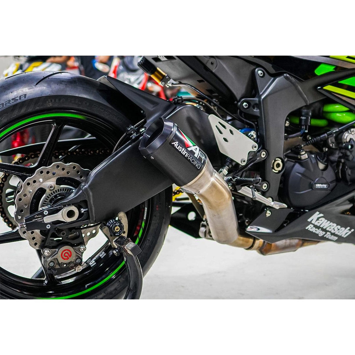 Austin Racing CARBON GP1 DE-CAT exhaust slip-on on for ZX636/ZX6R 2009-2025 KAWASA004