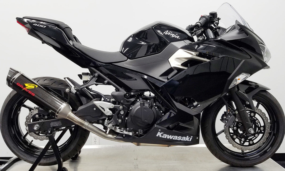 Graves Motorsports Cat Back Slip-On Exhaust Carbon Ninja Ex /Z 400 2018-2023 / 500 2024 3 Exk-18ex4-Cbsc