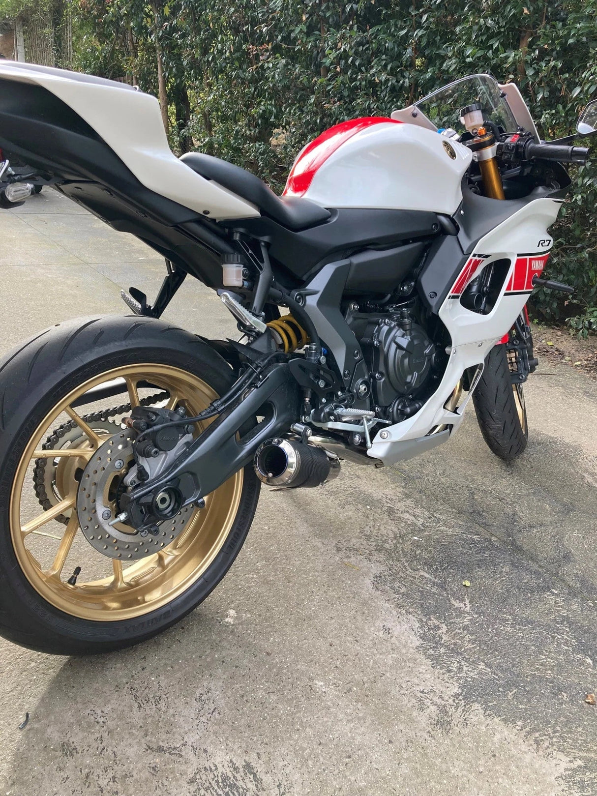 Vandemon Yamaha MT07 FZ07 XSR700 Titanium Exhaust System Carbon Muffler 2014-2024 YAMAMT07EXHTICFC VA-80