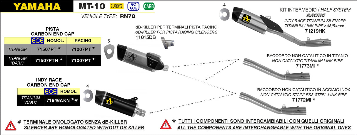 Arrow Db Killer Arrow Pista Ø42mm Yamaha Mt-10 (22-23) 11015db