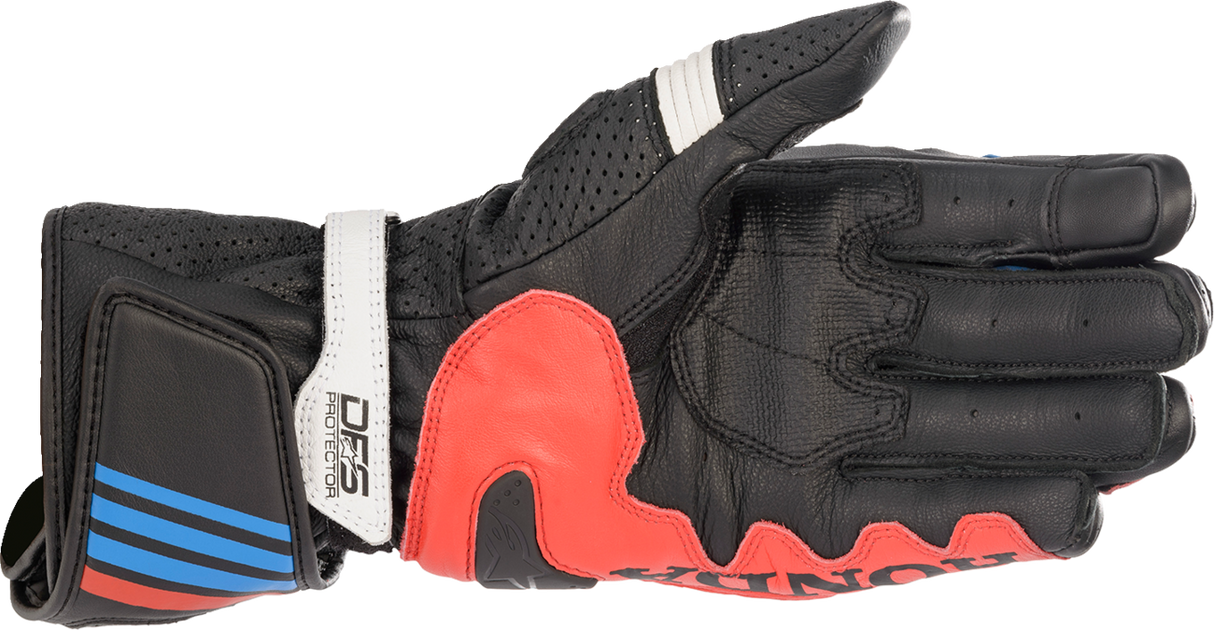 Guantes ALPINESTARS Honda GP Plus R v2 - Negro/Rojo brillante/Azul - Mediano 3556321-1317-M