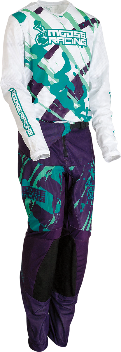 MOOSE RACING Pantalones Agroid para jóvenes - Púrpura/Verde azulado - 20 2903-2172