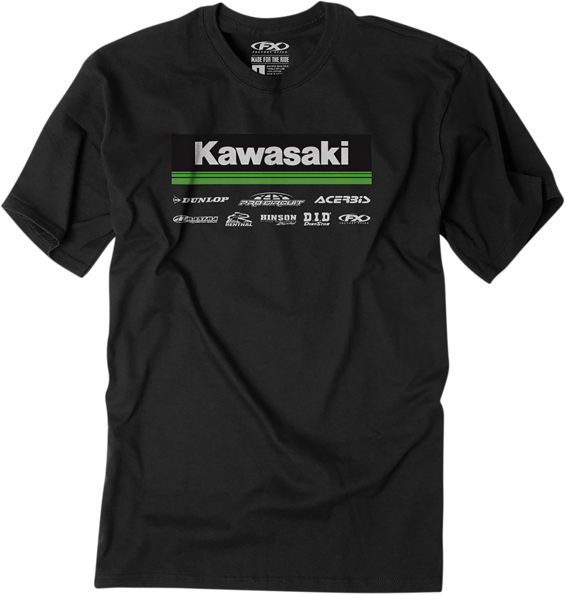 Camiseta FACTORY EFFEX Kawasaki 21 Racewear - Negro - Mediano 24-87122
