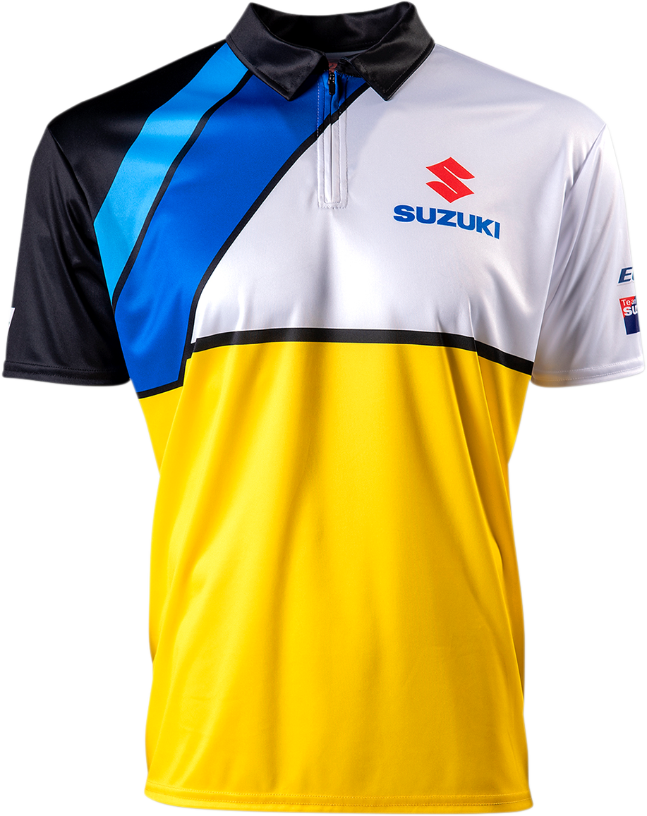 FACTORY EFFEX Suzuki Team Pit Shirt - Blanco/Amarillo - Grande 23-85404