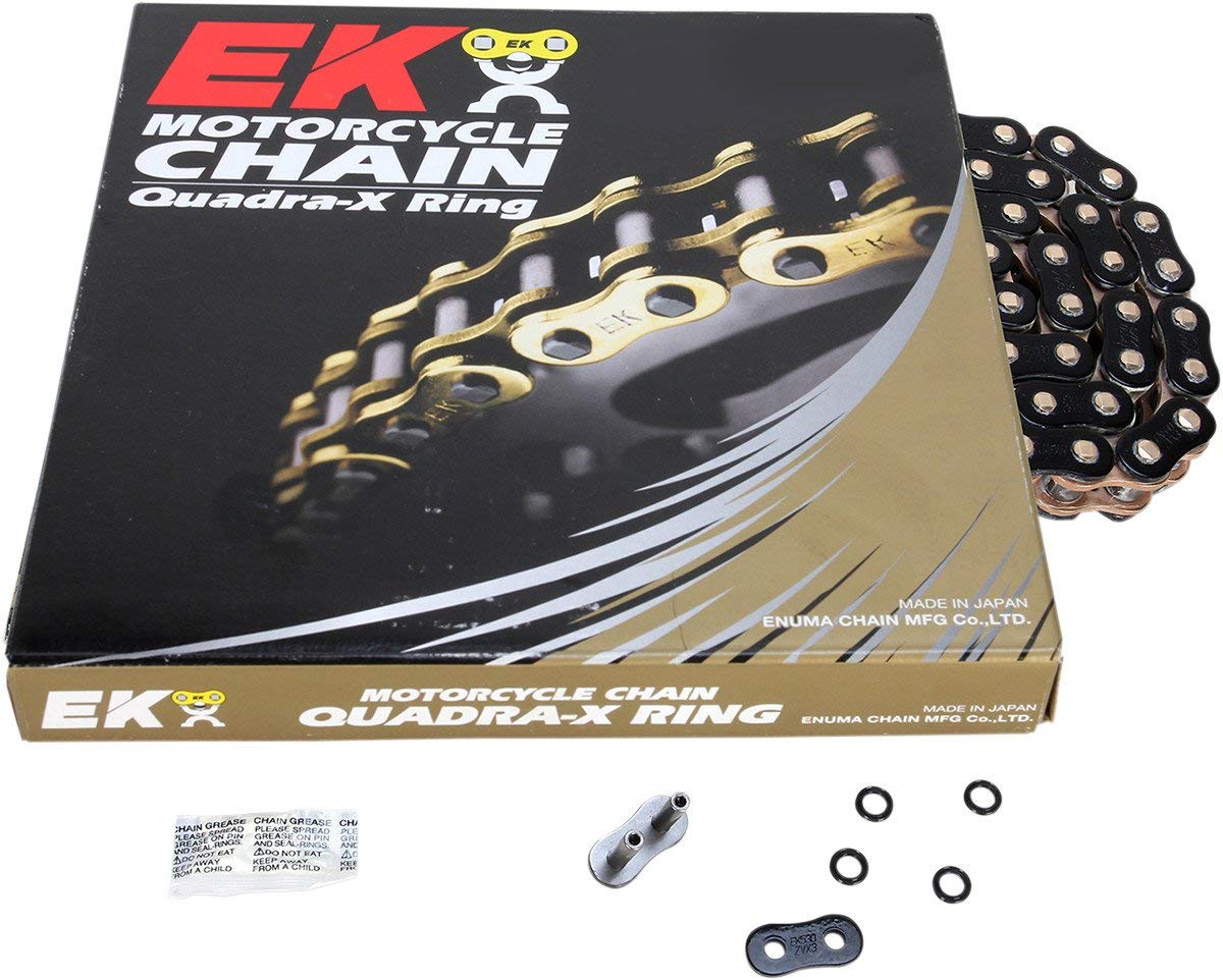 Ek 530zvx3 black/gold rivet master link chain 120 links
