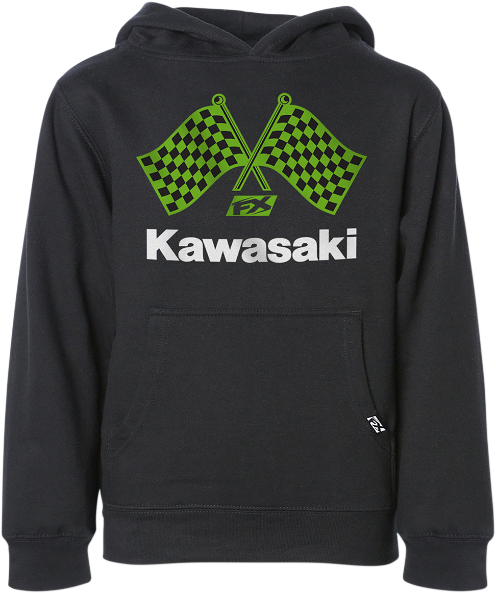 FACTORY EFFEX Sudadera con capucha Kawasaki Finish Line para jóvenes - Negro - Pequeña 23-88120