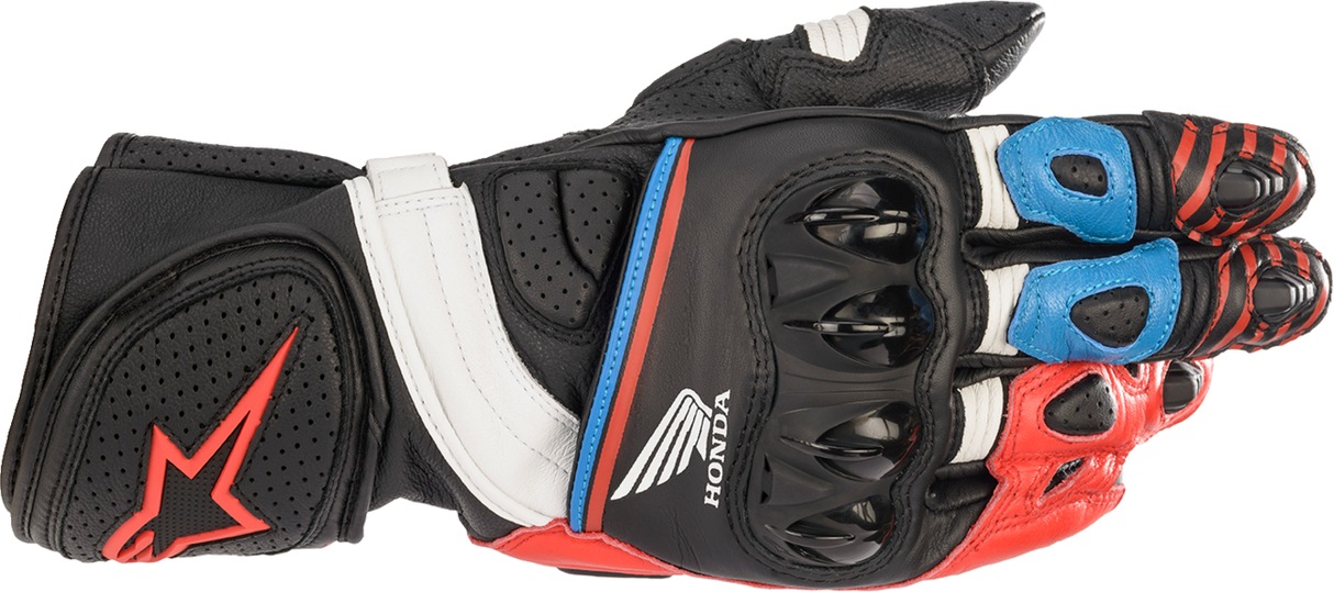 Guantes ALPINESTARS Honda GP Plus R v2 - Negro/Rojo brillante/Azul - Mediano 3556321-1317-M