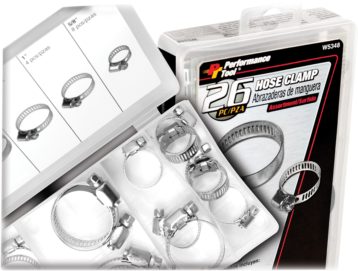 PERFORMANCE TOOL Hose Clamps - Assortment - 26-Piece W5348