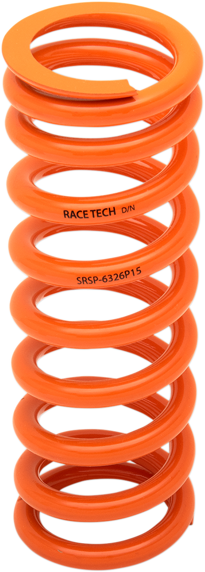 RACE TECH Resorte de choque progresivamente enrollado - Naranja - P15 - Tasa de resorte 195 lbs/in - 285 lbs/in SRSP 6326P15