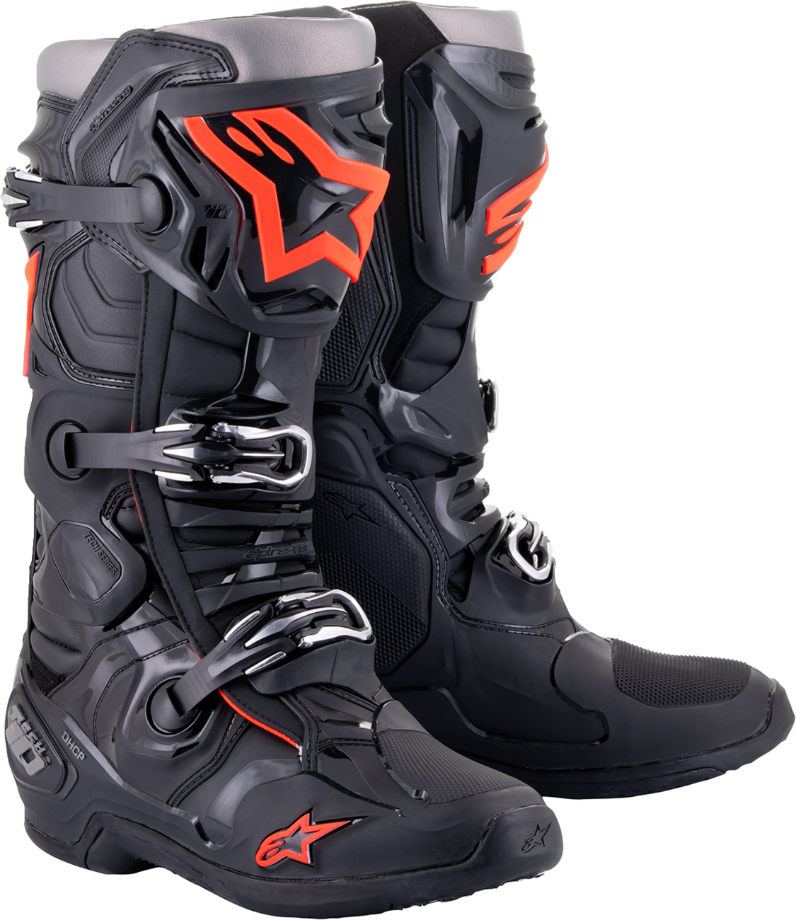 Botas ALPINESTARS Tech 10 - Negro/Rojo Fluorescente - US 8 2010020-1030-8