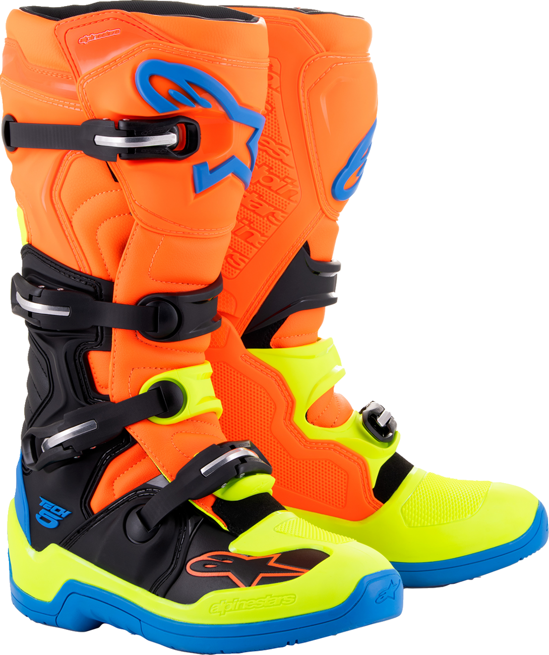Botas ALPINESTARS Tech 5 - Naranja fluorescente/Azul/Amarillo fluorescente - US 9 2015015-4755-9