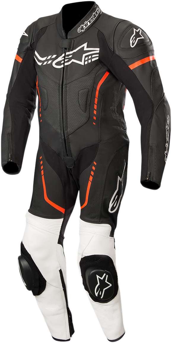 Traje de cuero de 1 pieza ALPINESTARS Youth GP Plus - Negro/Blanco/Rojo fluorescente - US 24 / EU 130 31405181231130