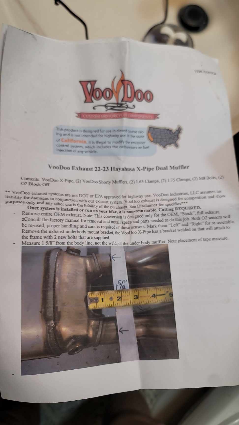 Voodoo Shorty Exhaust ,Black Exhaust dual slip on Hayabusa 22-23 G3 VEBUSAM2CDB
