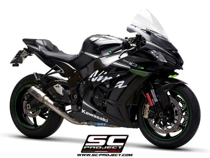 SC-Project CR-T titanium exhaust, with de-cat link pipe Ninja ZX-10R /RR 2016-2020  K22-DET36T