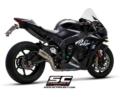 SC-Project CR-T titanium exhaust, with de-cat link pipe Ninja ZX-10R /RR 2016-2020  K22-DET36T