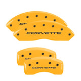 MGP 4 Caliper Covers Engraved Front & Rear C5/Corvette Yellow finish black ch 13007SCV5YL