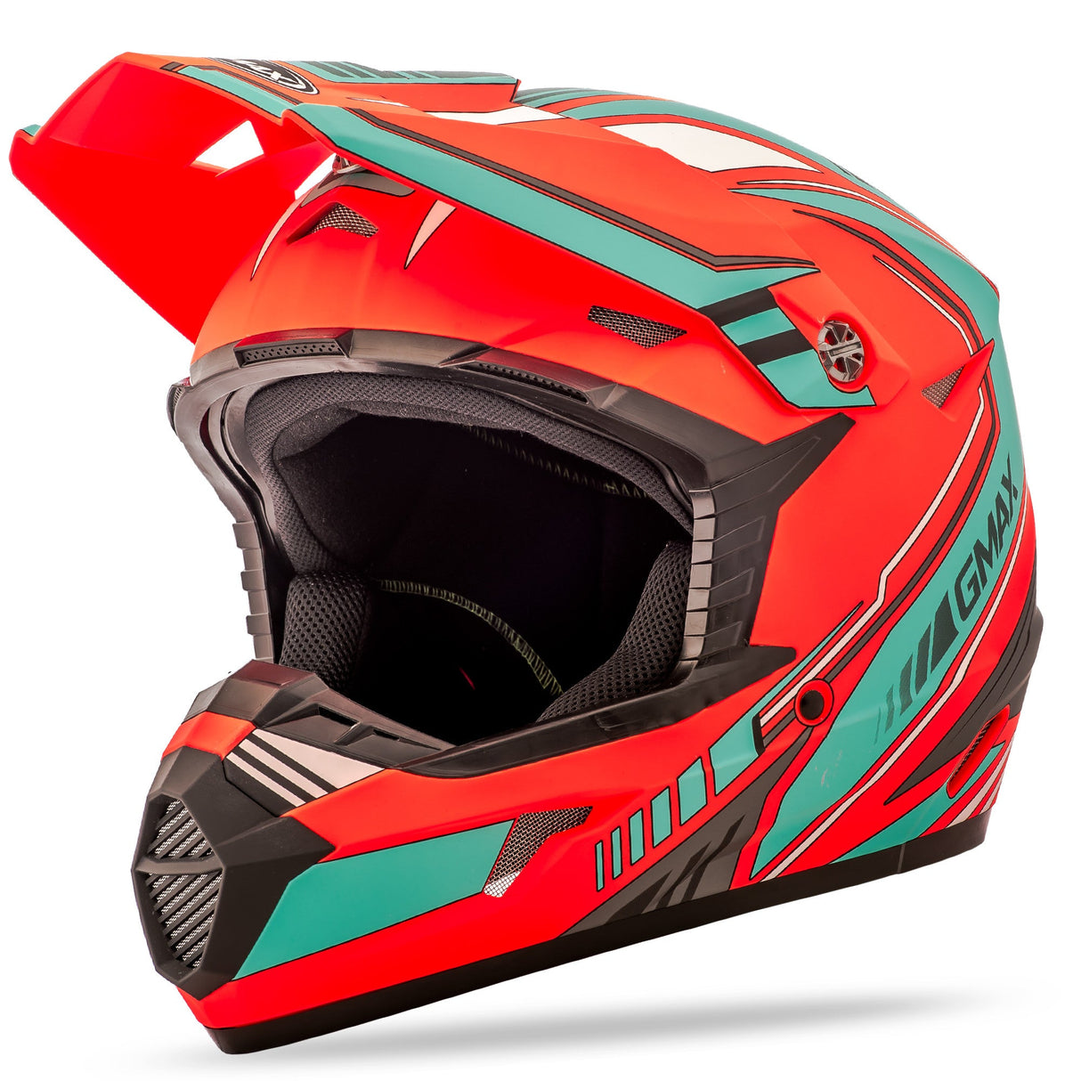 GMAX Mx-46 Off-Road Uncle Helmet Matte Orange/Teal 2x G3467738 TC-27
