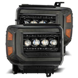AlphaRex 14-18 GMC Sierra NOVA LED Proj Headlights Plnk Style Alpha Blk w/Activ Light/Seq Signal/DRL 880616