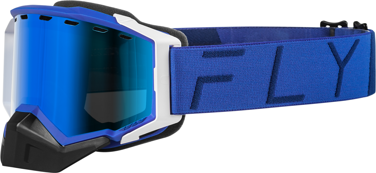 FLY RACING Zone Pro Snow Goggle Blue W/ Blue Mir/Plrzd Smoke Lens FLB-24ZP8