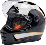 BILTWELL Lane Splitter Helmet - Gloss Black/White Flames - Large 1004-570-504