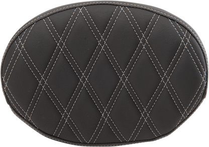 DRAG SPECIALTIES Backrest Pad - Oval - Double Diamond - Silver Thread 0822-0429