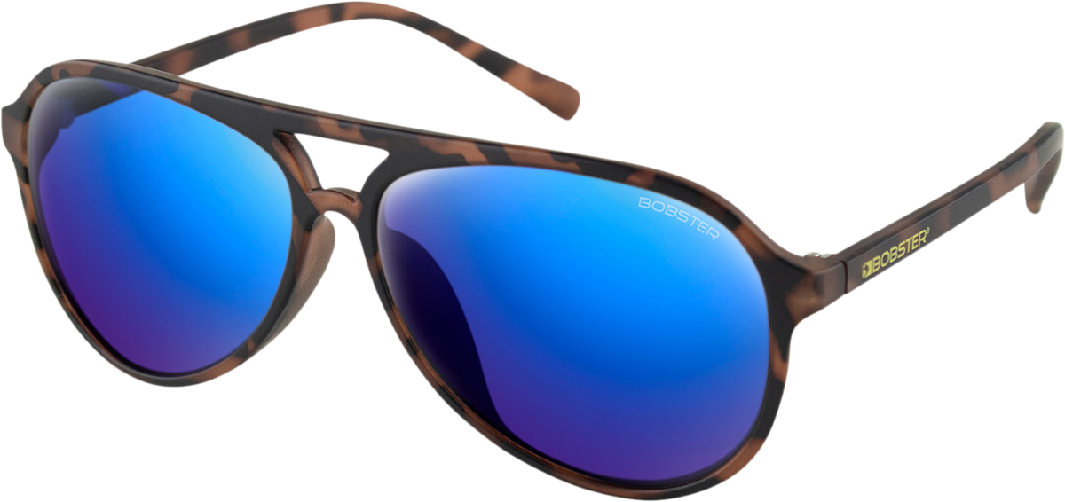 BOBSTER Maverick Sunglasses - Matte Brown Tortoise - Brown HD Blue Mirror BMAV101HD