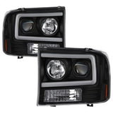 Spyder 99-04 Ford F250 Super Duty Projector Headlights - Light Bar - Black PRO-YD-FF25099V2-LB-BK 5084491