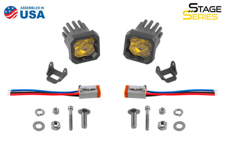 Diode Dynamics Stage Series C1 LED Pod Sport - Yellow Wide Standard ABL (Pair) DD6443P