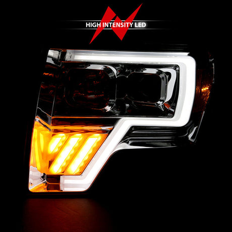 ANZO 2009-2014 Ford F-150 Projector Headlight Chrome Amber 111446