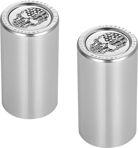 FIGURATI DESIGNS Docking Hardware Covers - American Flag Skull - Contrast Cut - Stainless Steel FD27-DC-2545-SS