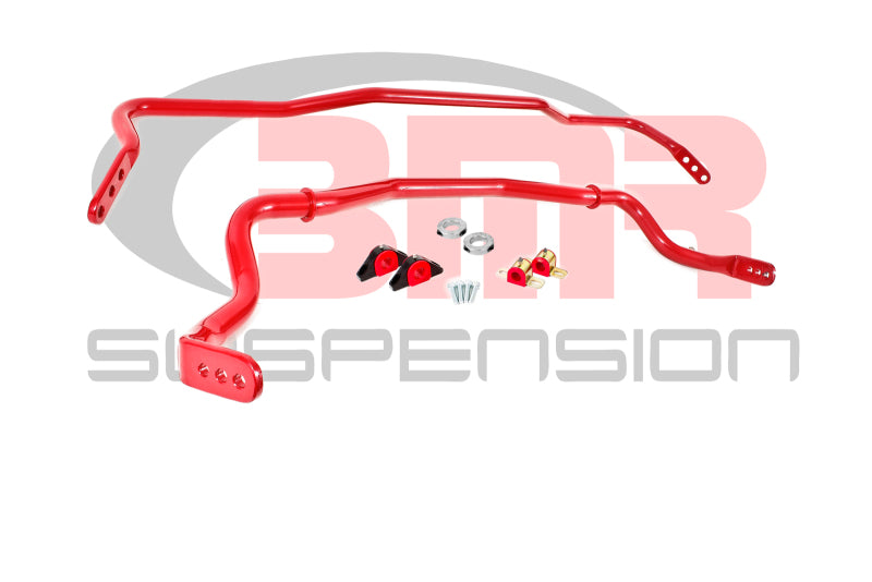 BMR 15-17 S550 Mustang Front & Rear Sway Bar Kit w/ Bushings - Red SB043R