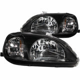ANZO 1999-2000 Honda Civic Crystal Headlights Black 121070