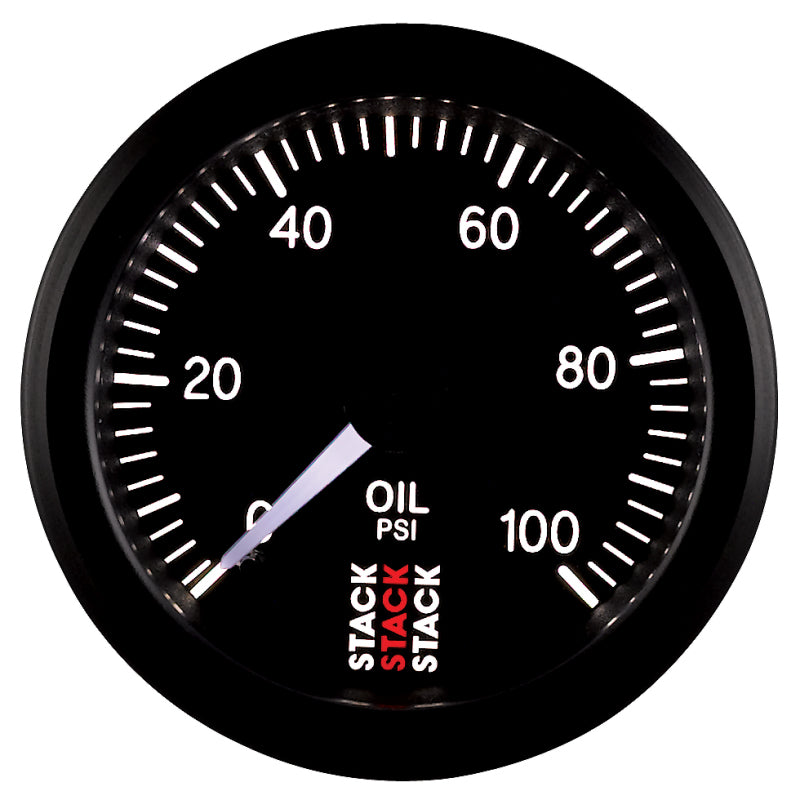 Autometer Stack 52mm 0-100 PSI 1/8in NPTF (M) Mechanical Oil Pressure Gauge - Black ST3102