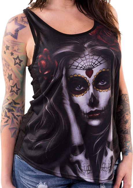 LETHAL THREAT Women's Armtat Tank Top - Black - 1XL LA206061X