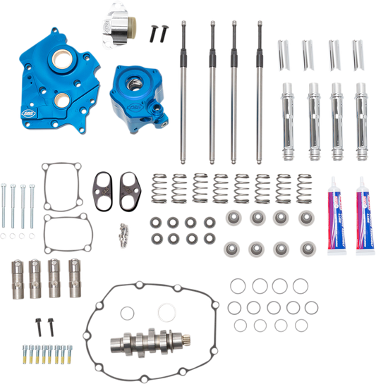 S&S CYCLE Cam Chest Kit with Plate M8 - Chain Drive - Oil Cooled - 550 Cam - Chrome Pushrods 310-1082B